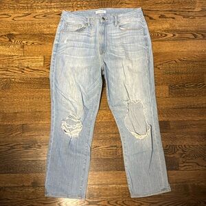 GOOD AMERICAN GOOD CUTS LIGHT-WASH DISTRESSED DENIM